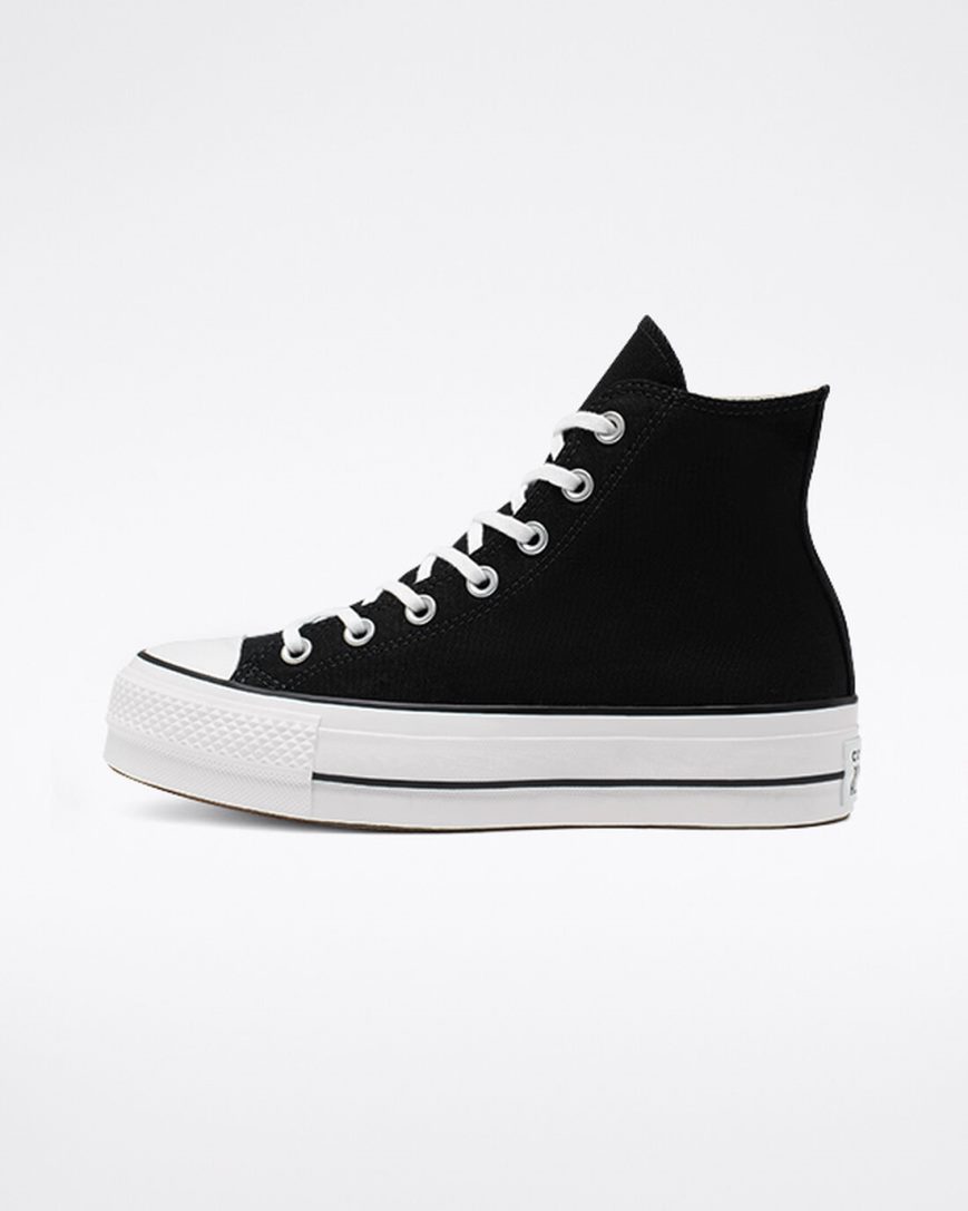 Dámské Boty Na Platformy Converse Chuck Taylor All Star Lift Platene Vysoké Černé Bílé | CZ H31PG24